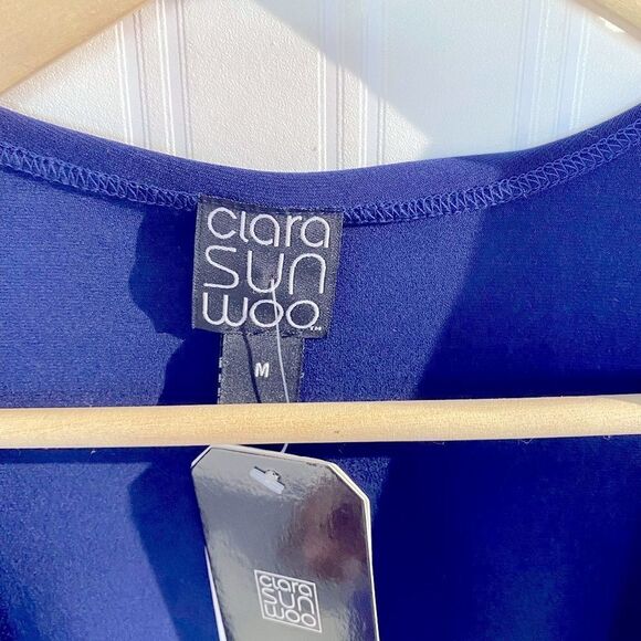 Clara SunWoo Drape Tunic Cardigan - Navy Sz M - Picture 6 of 8